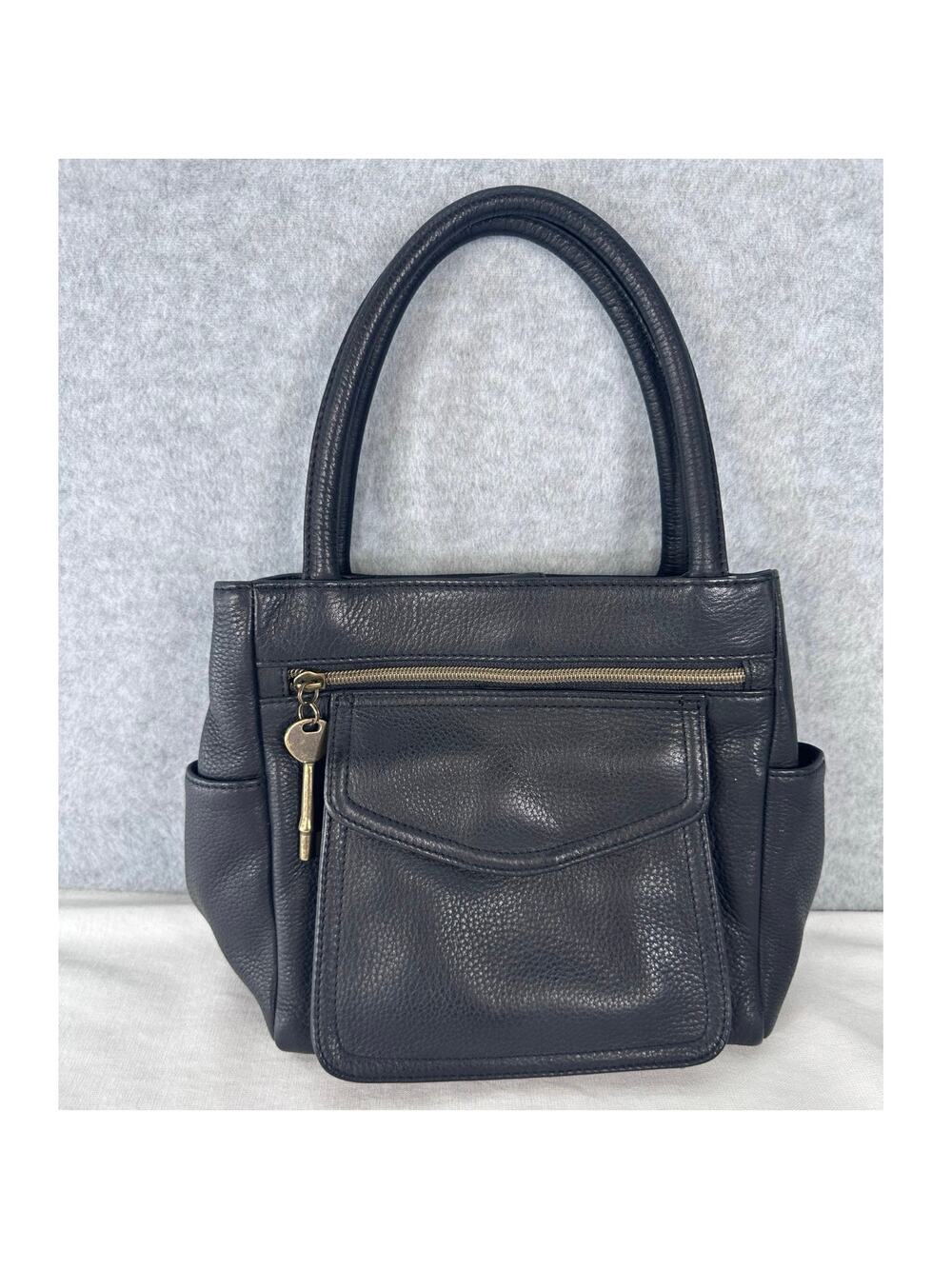 VTG 1954 Fossil Shoulder Bag 75082 Soft Black Leather Mini Purse Crossbody